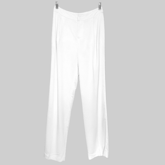DEREK LAM Ivory Trousers High Rise Wide Leg Pleated Pants Preppy Women's 2‎ Long - Picture 13 of 13